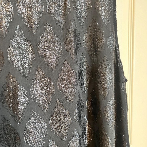 Black Halogen Dress Sleeveless Tonal Eyelash Diamond Pattern Size XL Cocktail - Picture 4 of 5